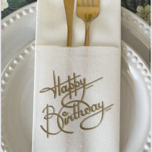 PORTACUBIERTOS HAPPY BIRTHDAY DORADO